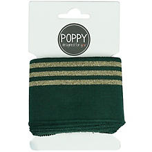 Poppy Bande bord-côte «  rayures scintillantes », vert foncé/doré, 1,35 m