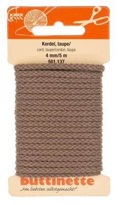 buttinette Cordon pour vêtements, taupe, 4 mm Ø, longueur : 5 m