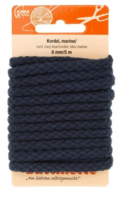 buttinette Cordon pour vêtements, marine, 8 mm Ø, longueur : 5 m