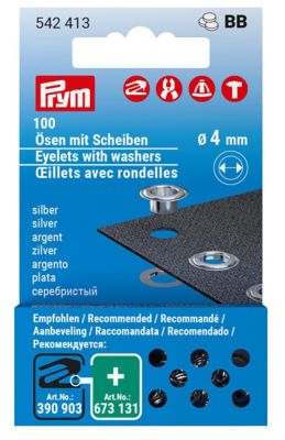 Prym Nähfrei-Ösen mit Scheiben, Größe: 4 mm Ø, Inhalt: 100 Stück