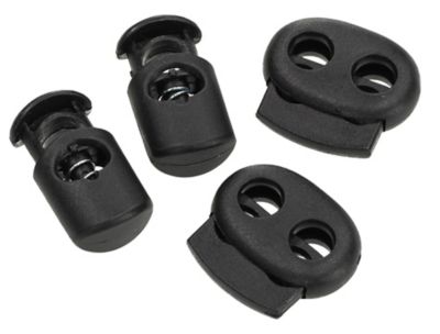 buttinette Kordelstopper-Set, schwarz, für Kordeln bis 8 mm Ø, Inhalt: 4 Stück
