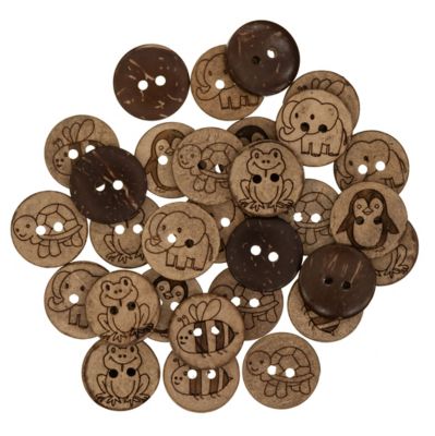 buttinette kokosnootknopen 'Diermotieven', formaat: 18 mm, 30 stuks