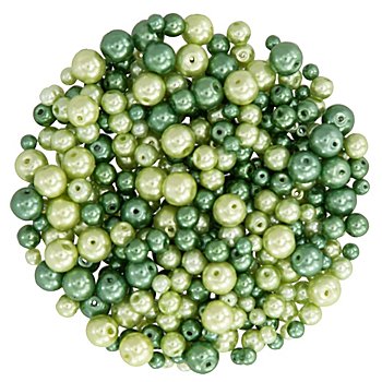 Perles nacrées en verre, tons verts, 4 - 8 mm Ø, 100 g