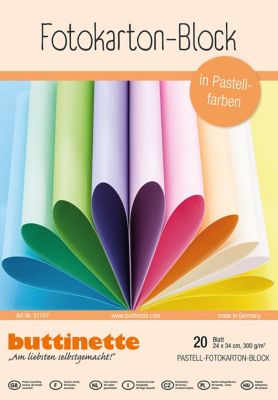 buttinette Bloc de carton de couleur, tons pastel, 24 x 34 cm, 20 feuilles