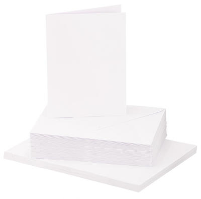 Cartes doubles et enveloppes, blanc, A6/C6, 10 pièces