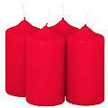 Bougies cylindriques, rouge, différentes hauteurs, 4 pièces