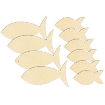 Deko-Fische aus Holz, 10 Stück