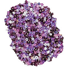 Perles de rocaille, violet/lilas/crème, 2,5 mm Ø, 100 g