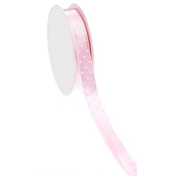 Satin-Tupfenband, rosa, 15 mm, 10 m