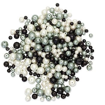 Glaswachsperlen, schwarz-grau-weiß, 4–8 mm Ø, 100 g