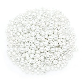 Glaswachsperlen, weiß, 4–8 mm Ø, 100 g