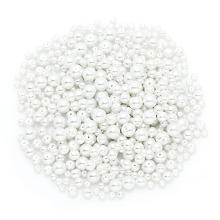 Perles en verre cirées, blanc, 4–8 mm Ø, 100 g