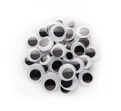 Yeux mobiles pour peluches, à coller, noir/blanc, 20–35 mm Ø, set