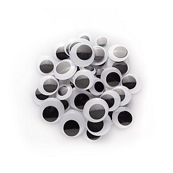 Yeux mobiles pour peluches, à coller, noir/blanc, 25 - 35 mm Ø, set de 40 pièces