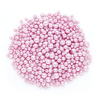Perles nacrées en verre, rose clair, 4 - 8 mm Ø, 100 g