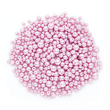 Perles nacrées en verre, rose clair, 4 - 8 mm Ø, 100 g