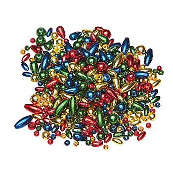Perlenmischung, rot-gold-dunkelblau-dunkelgrün, 4–12 mm, 80 g