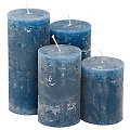 Rustikale Kerzen, petrol-blau, 6 cm Ø, abgestuft, 4 Stück