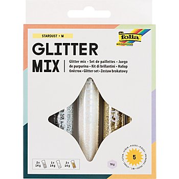 folia Glitter, gold-silber-weiss, 5x 14 g