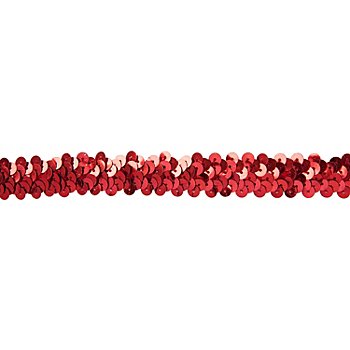 Ruban élastique de paillettes, rouge, largeur : 20 mm,  longueur : 3 m