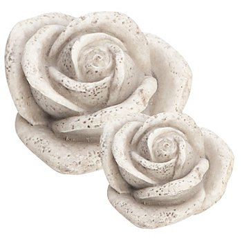 Boutons de roses en polyrésine, crème, Ø 5 et 7 cm, 2 pièces