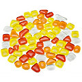 Tesselles en verre doux, tons rouge/jaune, forme polygonale, 10 - 20 mm, 200 g