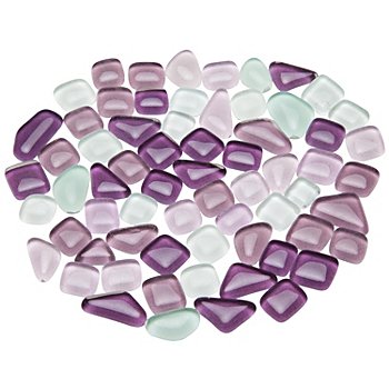Tesselles en verre doux, tons violet, forme polygonale, 10 - 20 mm, 200 g