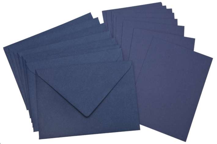 Cartes doubles et enveloppes, bleu marine, A6/C6, 10 pièces