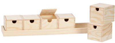 Sortierboxen mit Tablett aus Holz, 50,8 cm, 6 Boxen online kaufen buttinette Bastelshop