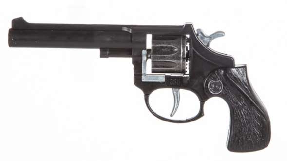 Pistolet de cowboy à pétards, noir/gris, 18 cm