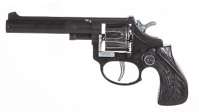 Pistolet de cowboy à pétards, argent/marron, 21 cm