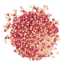 Perles nacrées en acrylique, tons corail, 4 mm Ø, 25 g