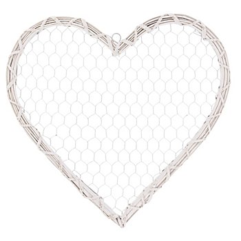 Cœur en saule avec grille métallique, 30 x 30 cm
