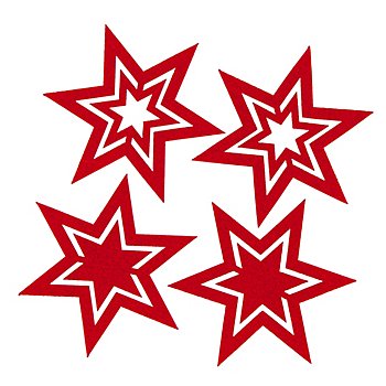 Filz-Sterne, rot, 11,5 cm, 4 Stück