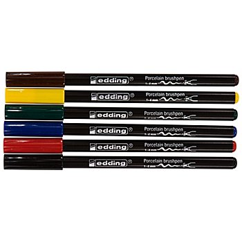 edding Porzellan-Pinselstifte-Set, Grundfarben, 6 Stifte