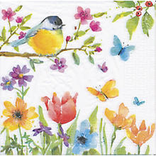 Serviettes en papier 'oiseau printemps', 33 x 33 cm, 20 serviettes