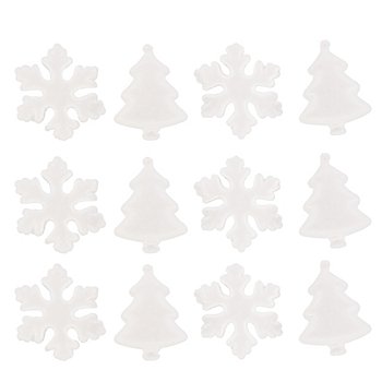 Flocons de neige et sapins en polystyrène, 12 pièces