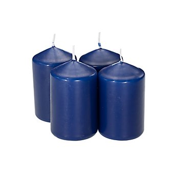 Stumpenkerzen 'Mini', dunkelblau, 6 x 4 cm, 4 Stück