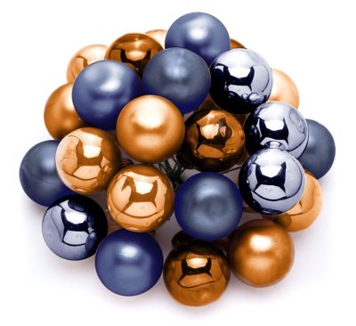 Boules de Noël, rouille/bleu, 2 cm Ø, 24 pièces