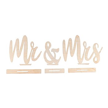 Motifs en bois 'Mr & Mrs', 42 x 14,5 cm, 6 pièces