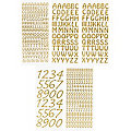 Stickers "chiffres et lettres", doré, 23 x 10 cm, 5 feuilles