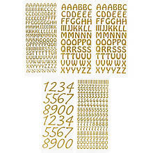 Klebesticker 'Buchstaben & Zahlen', gold, 23 x 10 cm, 5 Bogen