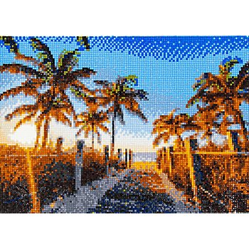 Diamantenstickerei-Set 'Strand mit Palmen', 34 x 24 cm