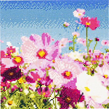 Diamantenstickerei-Set 'Blumen', 25 x 25 cm