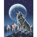 Kit broderie diamant "loup par pleine lune", 38 x 48 cm