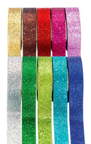 folia Glitter Tape Deko-Klebeband glänzend 15,0 mm x 5,0 m 10 Rollen