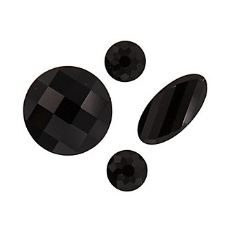 Facettierte Glasperlen, schwarz, 4 Stück