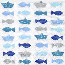 Papierservietten 'Fische/Boote', 33 x 33 cm, 20 Stück