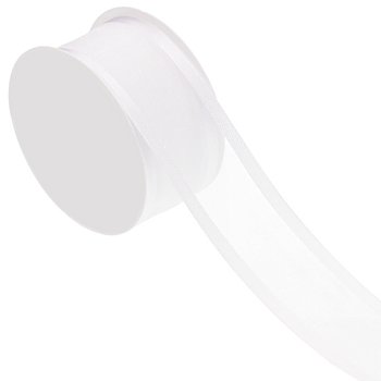 Chiffon-Satinband, weiß, 40 mm, 5 m