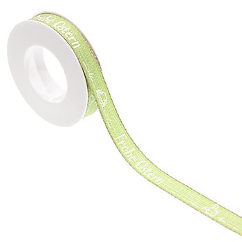 Stoffband 'Frohe Ostern', grün, 15 mm, 5 m